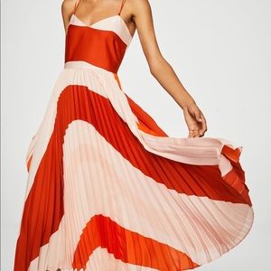Mango Pleated Bicolor Dress